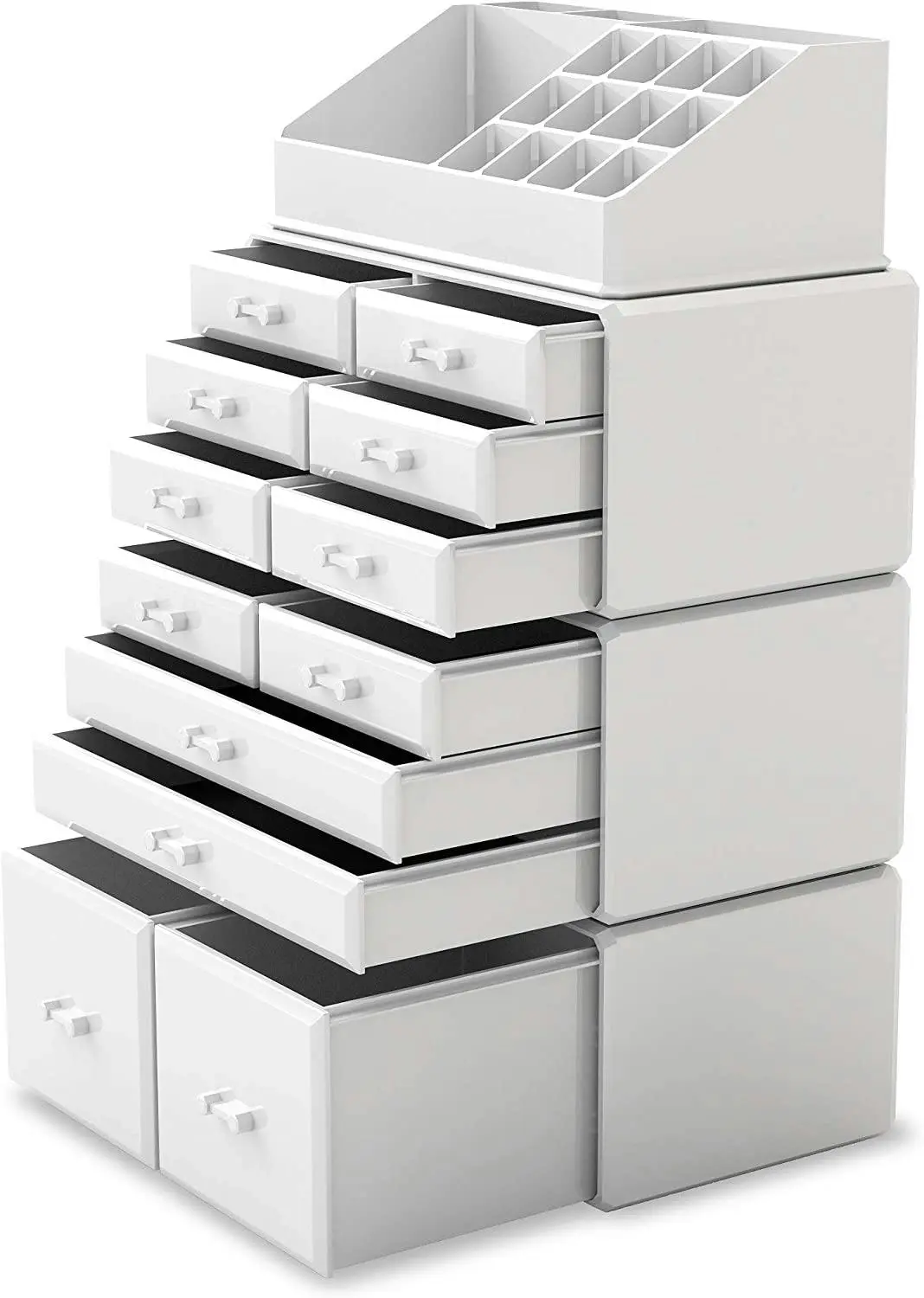 Makeup Cosmetic Organizer Storage with 12 Drawers Display Boxes (White) - Beauty
