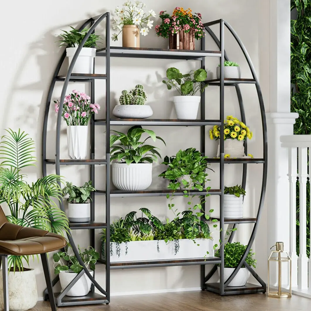 Fin 5Tier Plant Stand Indoor Half-Moon Shaped Large Flower Pot Rack Shelf Livingroom