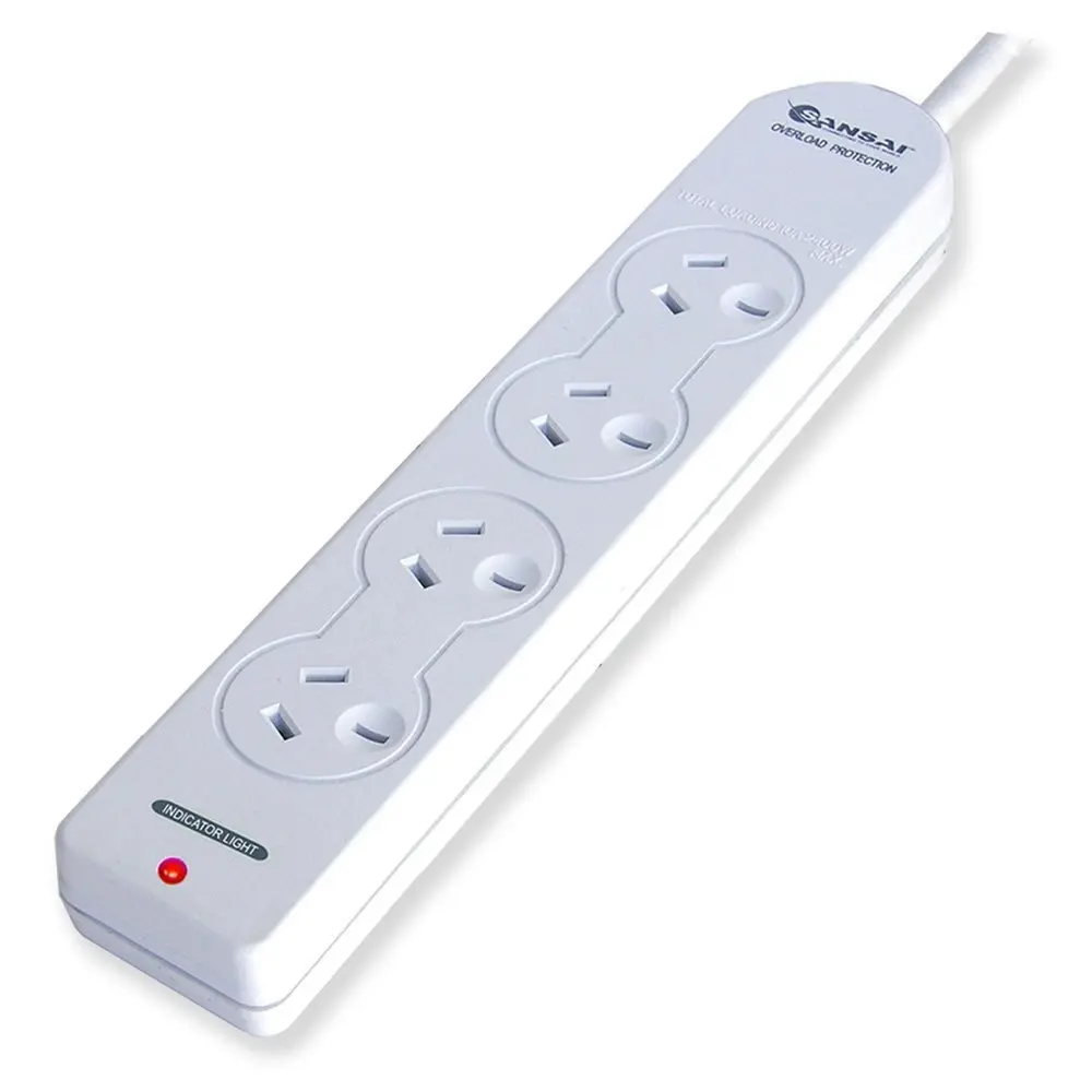 Sansai 4 Way Power Board Sockets Overload Protection/Reset Button/1m Cord/10A - Electronics