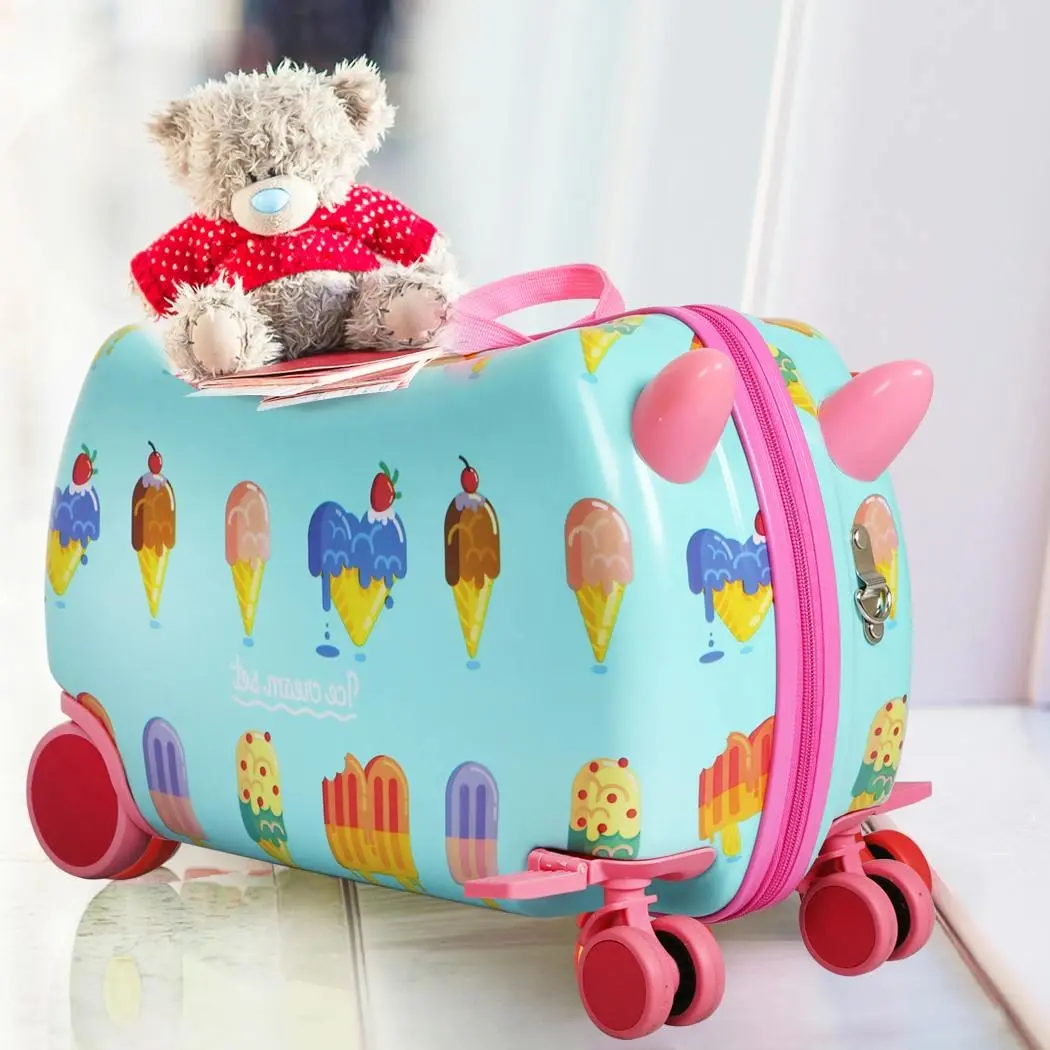 BoPeep Kids Ride On Suitcase Children Travel Luggage Carry Bag Trolley Ice Cream - Pets