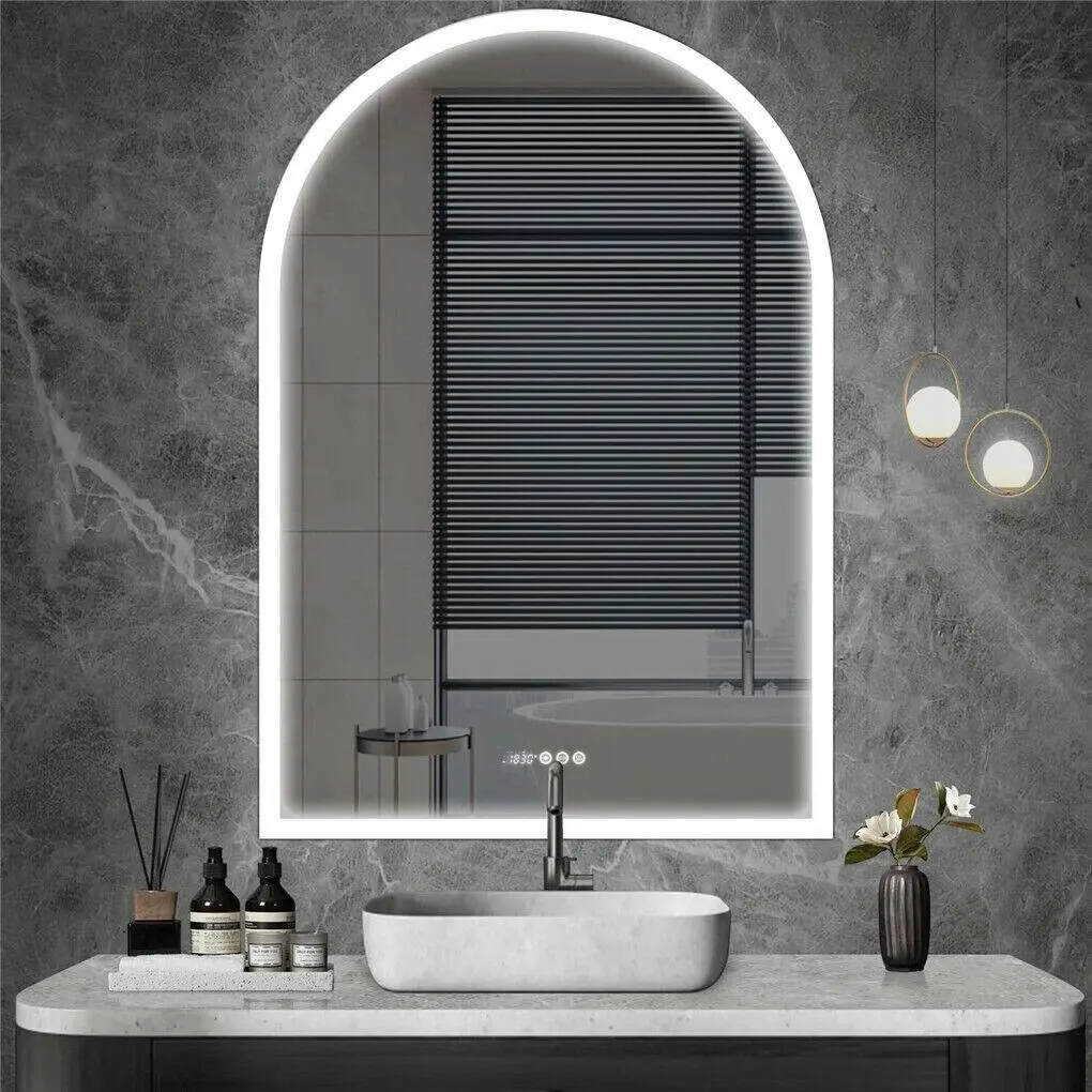 Fin Arch-Shape Led Bathroom Mirror Superbright Anti-Fog Vanity Mirror Dimmabl