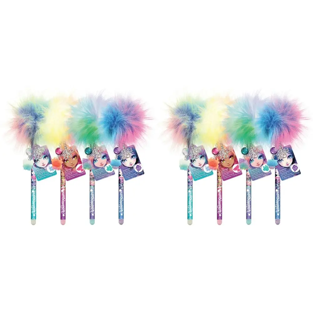 2PK Nebulous Stars Scented Pom Pom Ballpoint Pen Kids School Stationery Assorted - Back to School Specials