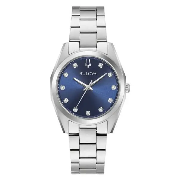 Bulova Blue Dial Surveyor Stainless Steel Women’s Watch (96P229) - Jewellery