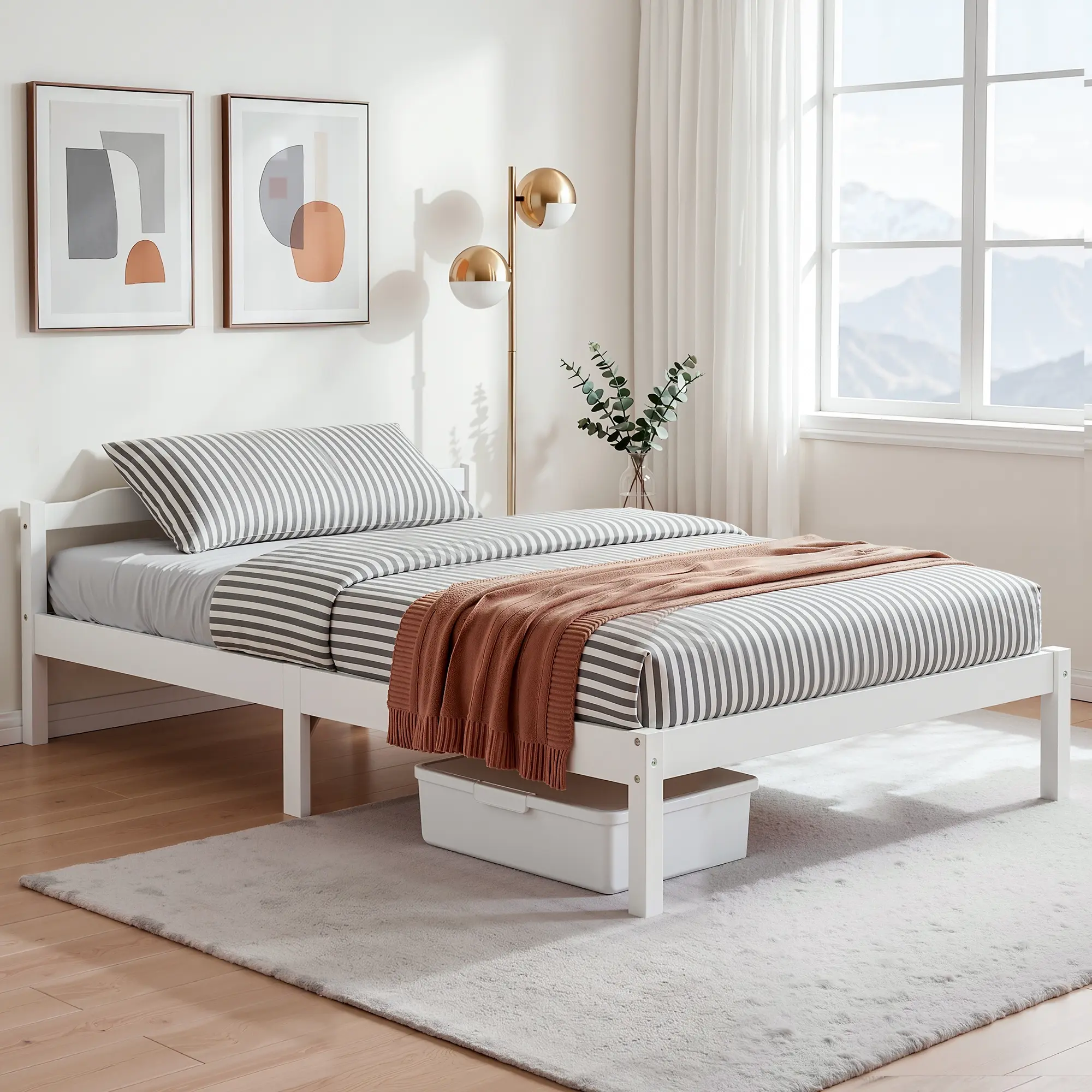 Artiss Bed Frame Double Size Wooden White LEXI - Top Selling Beds