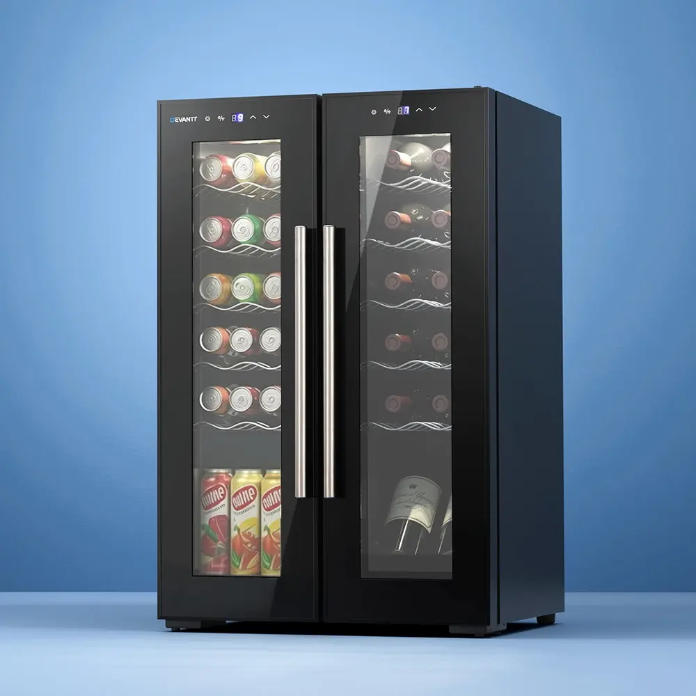 Devanti Wine Fridge Cooler Dual Zone 24 Bottles - Home & Garden
