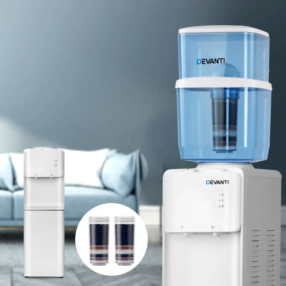 Devanti Water Cooler Dispenser Stand 22L Bottle White w/2 Filter - Home & Garden