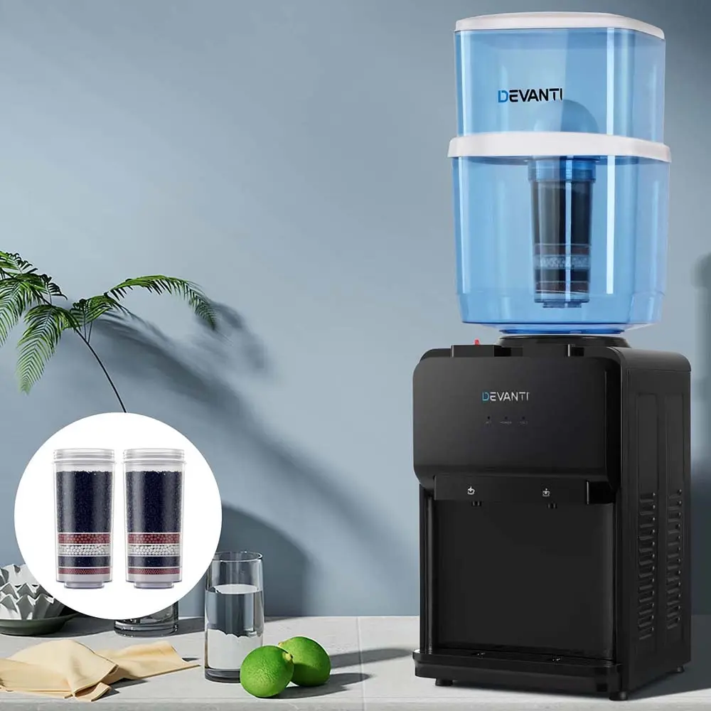Devanti Water Cooler Dispenser 22L Bench Top Chiller Purifier Filter Hot Cold Black - Home & Garden