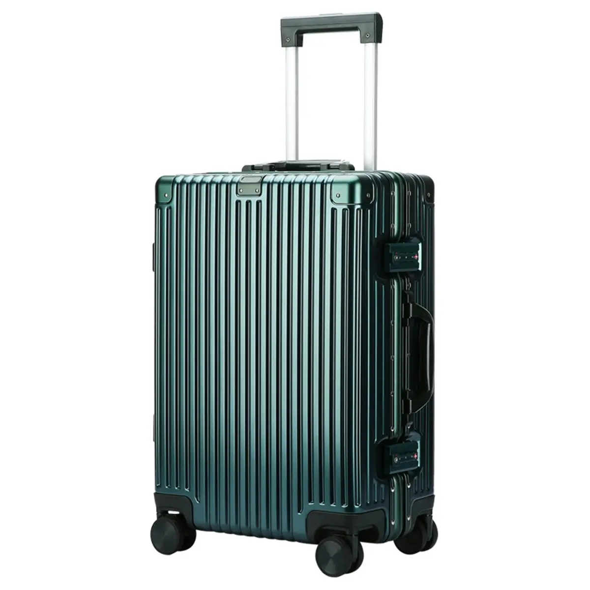 Bopai Aluminium Luggage Suitcase Lightweight TSA Locker 8 Wheels 360 Degree Rolling Carry On Hardcase B3203 Green - Fashion