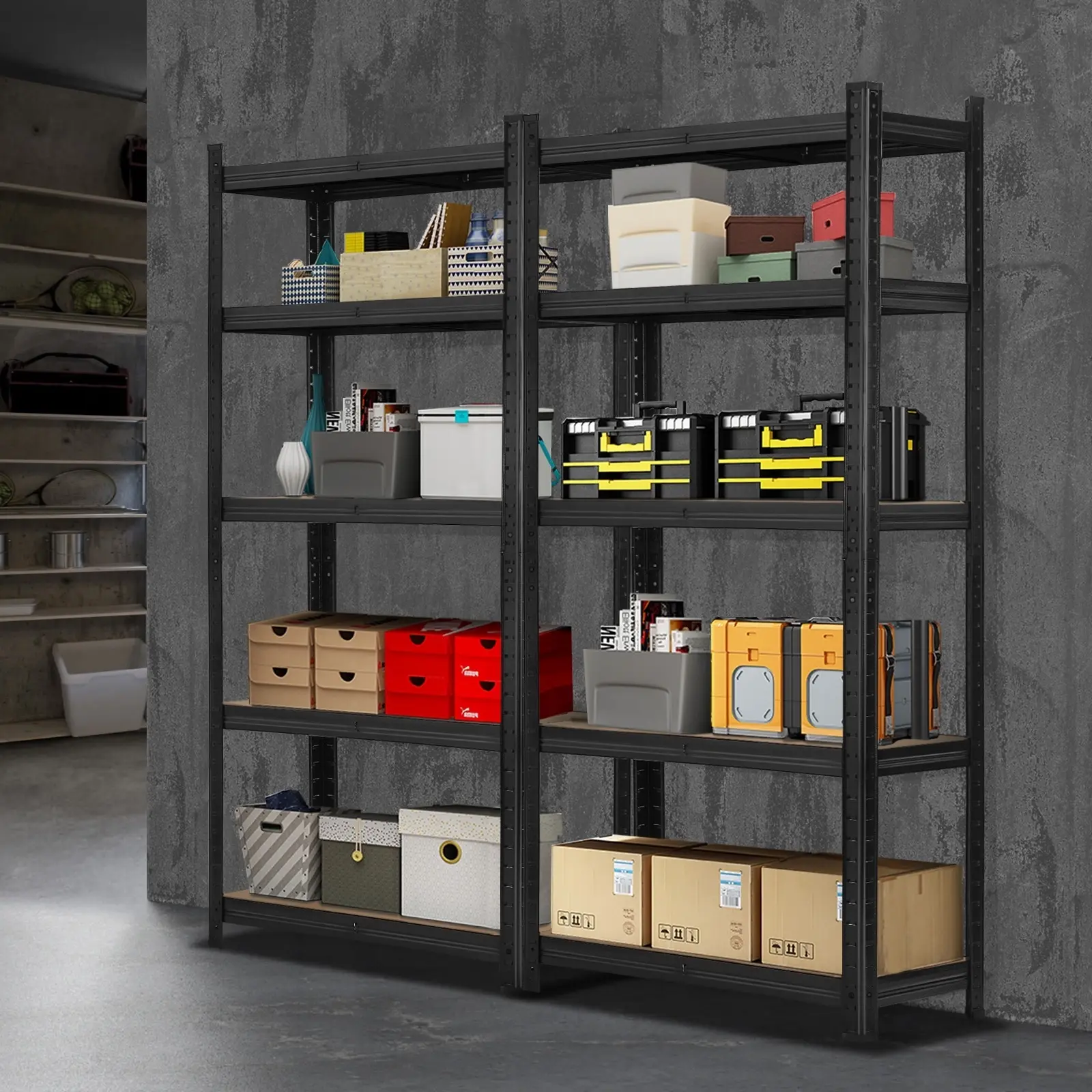 Sharptoo Garage Shelving Shelves Warehouse Storage Rack Steel Pallet Shelf 1.5mx2 Black - Commercial