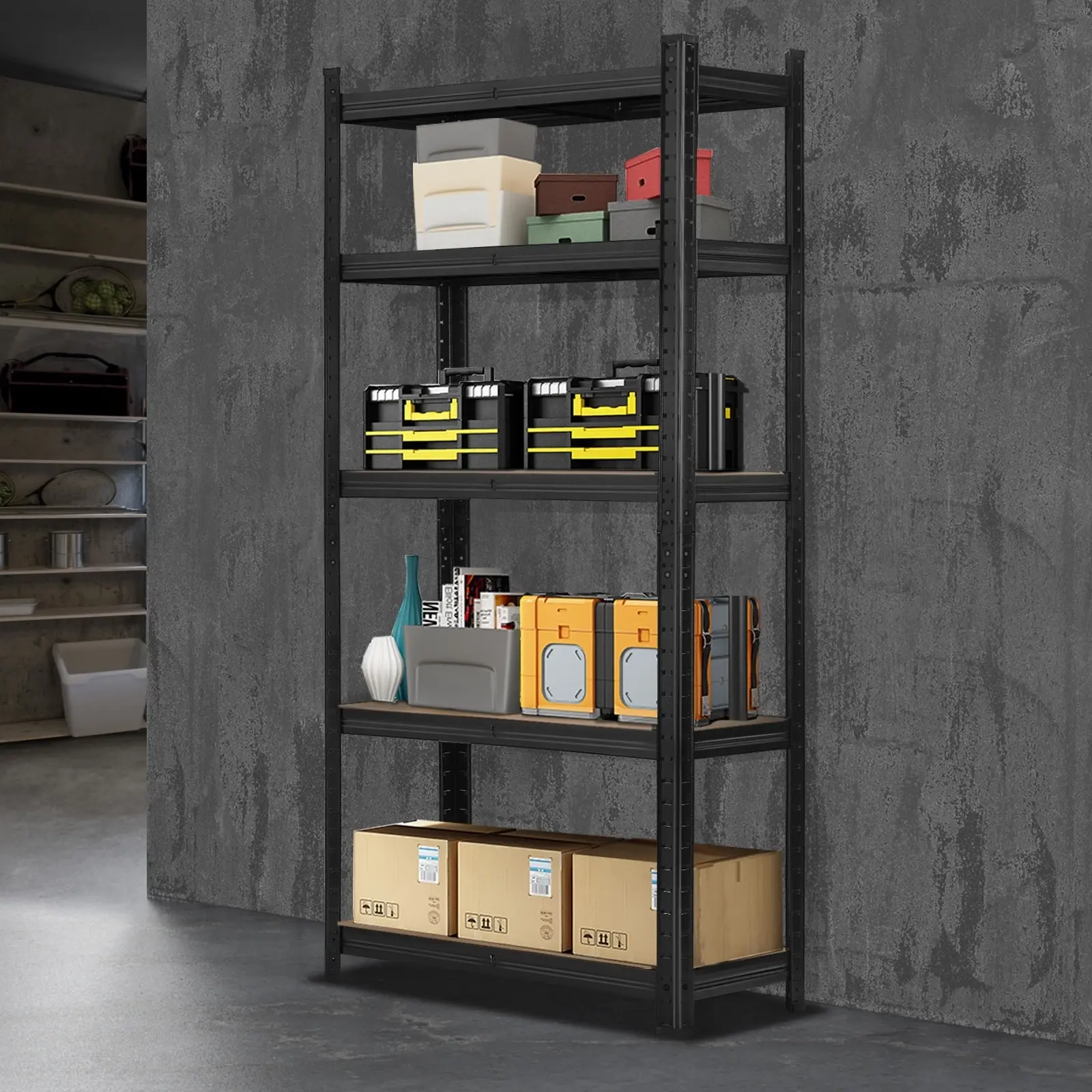 Sharptoo Garage Shelving Shelves Warehouse Storage Rack Steel Pallet Racking 1.5m Black - Commercial