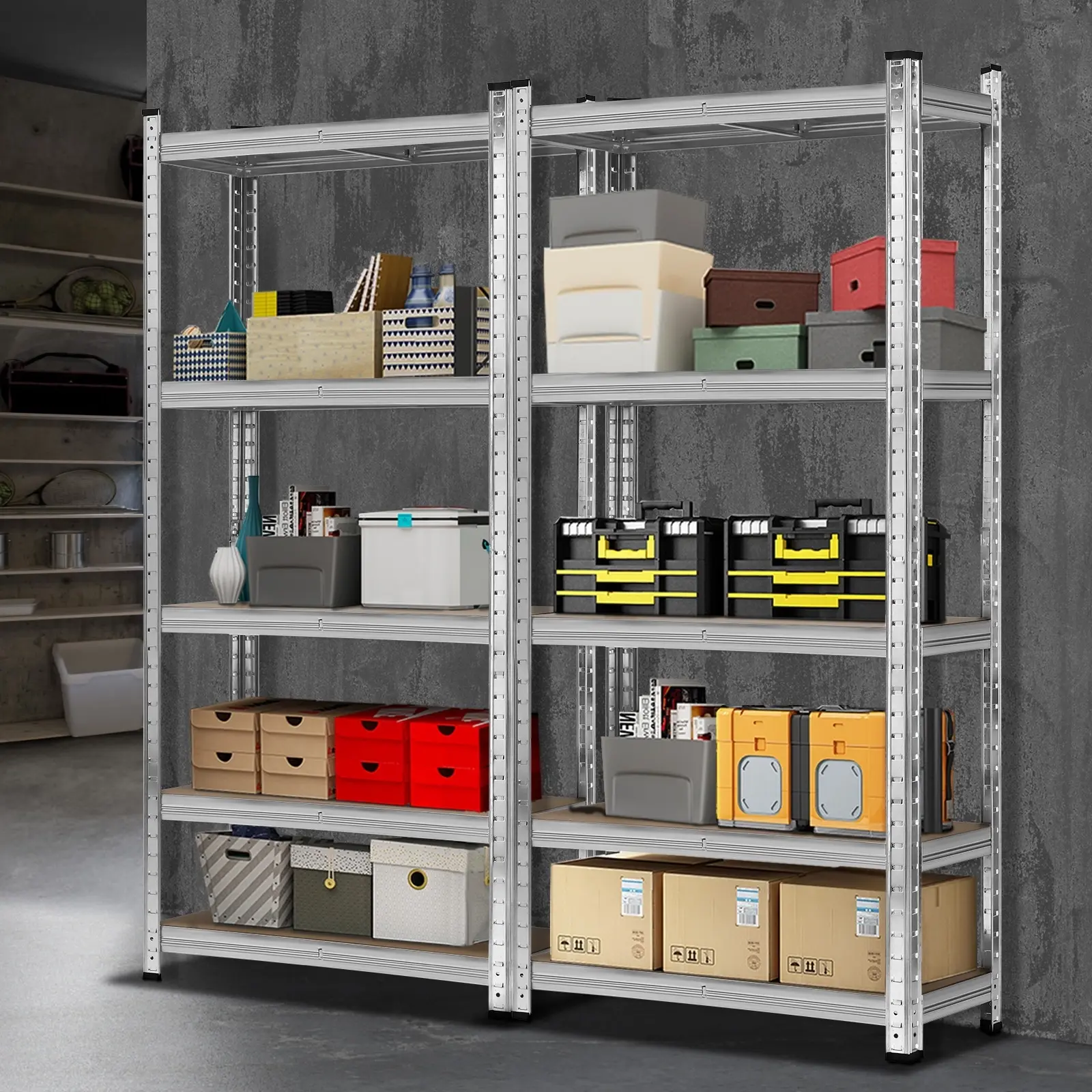 Sharptoo Garage Shelving Shelves Warehouse Storage Rack Steel Pallet Shelf 1.5mx2 Silver - Commercial