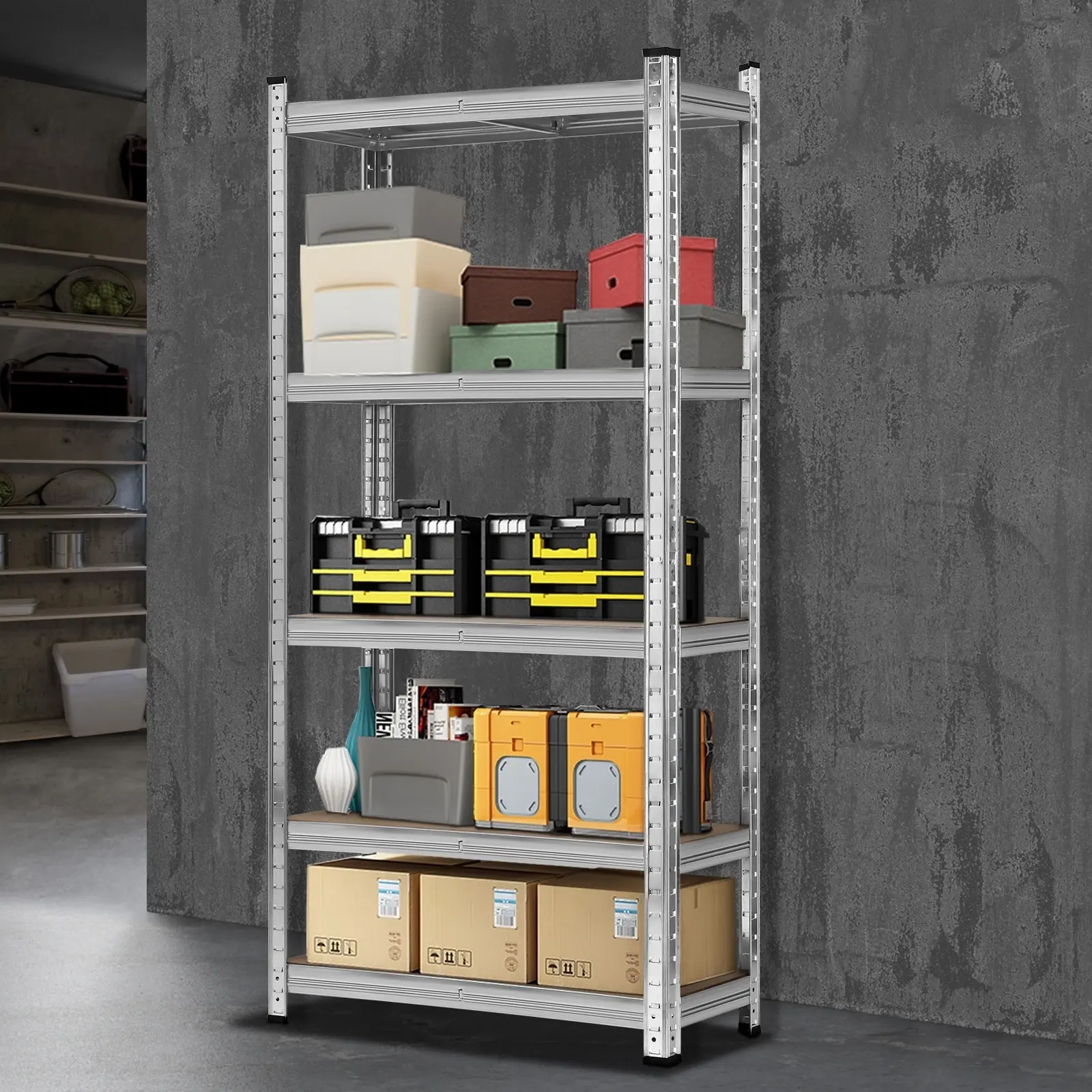 Sharptoo Garage Shelving Shelves Warehouse Storage Rack Steel Pallet Racking 1.5m Silver - Commercial