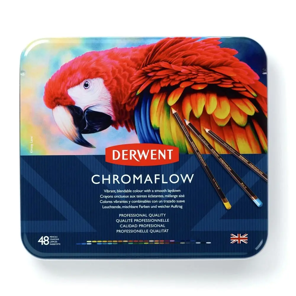 48pc Derwent Chromaflow Professional Quality Artist Colouring Pencil Set Tin - Office