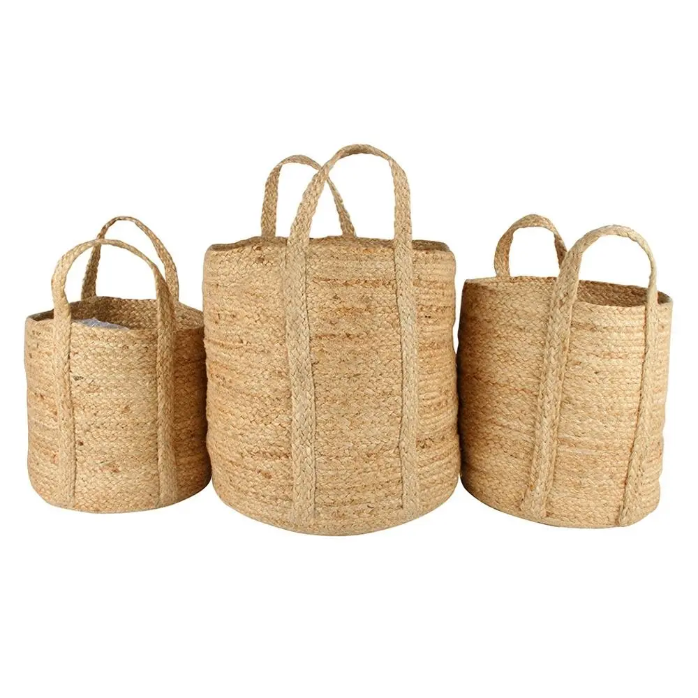 3pc Maine & Crawford Henna Jute 25/30/35cm Basket Storage/Shopping Bag Natural - Home & Garden
