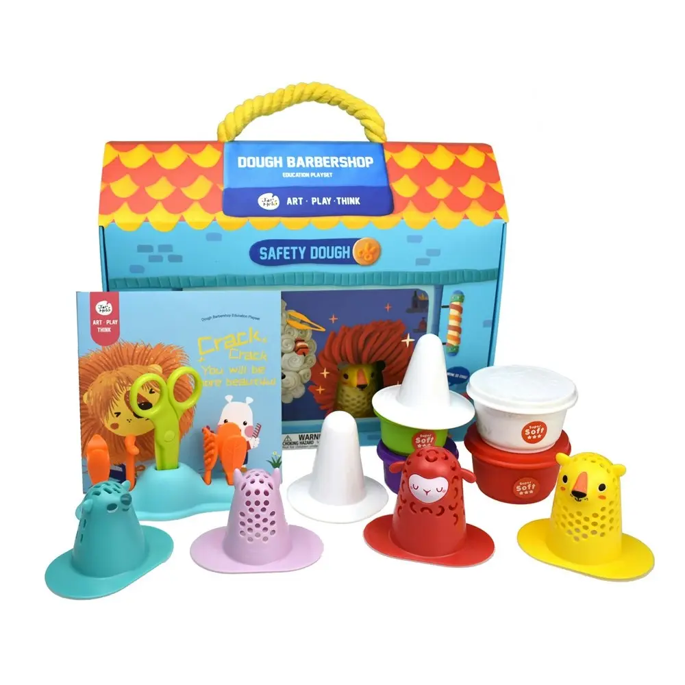 Jar Melo Safety Modelling Soft Dough Barbershop Educational Kids Playset w/Tools - Hobbies