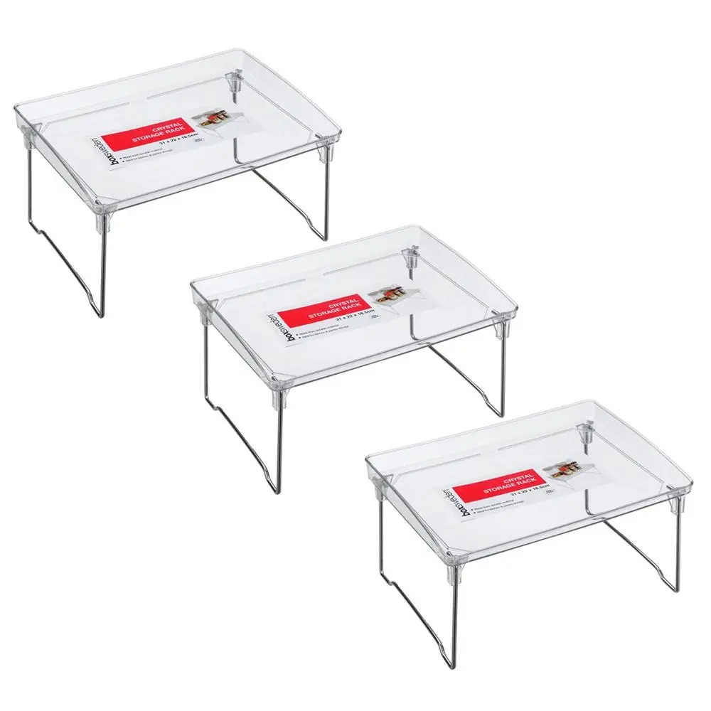 3x Boxsweden Crystal Elevated Storage Shelf/Tray 31cm Fridge/Pantry Organiser - Home & Garden