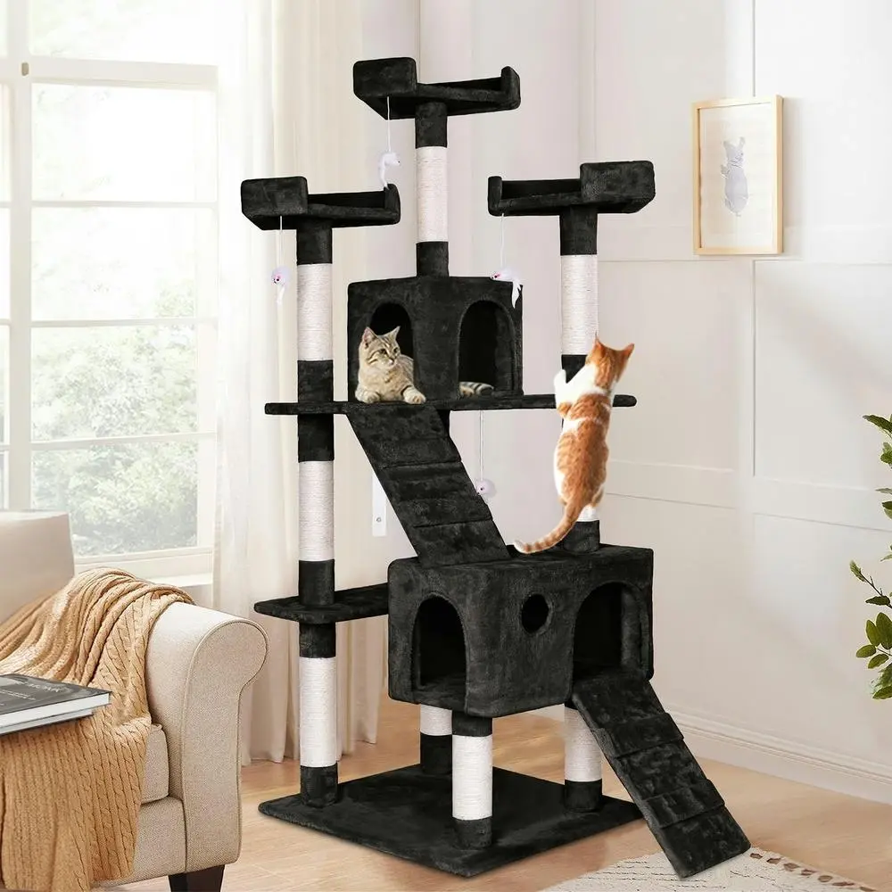 BEASTIE Cat Tree 100cm Black Scratcher Tower Scratching Post - Pets