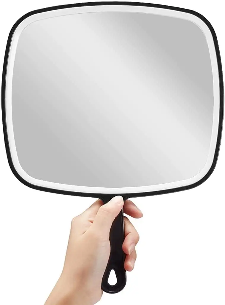 Extra Large Black Handheld Mirror with Handle (31,5 x 23 cm) - Home & Garden