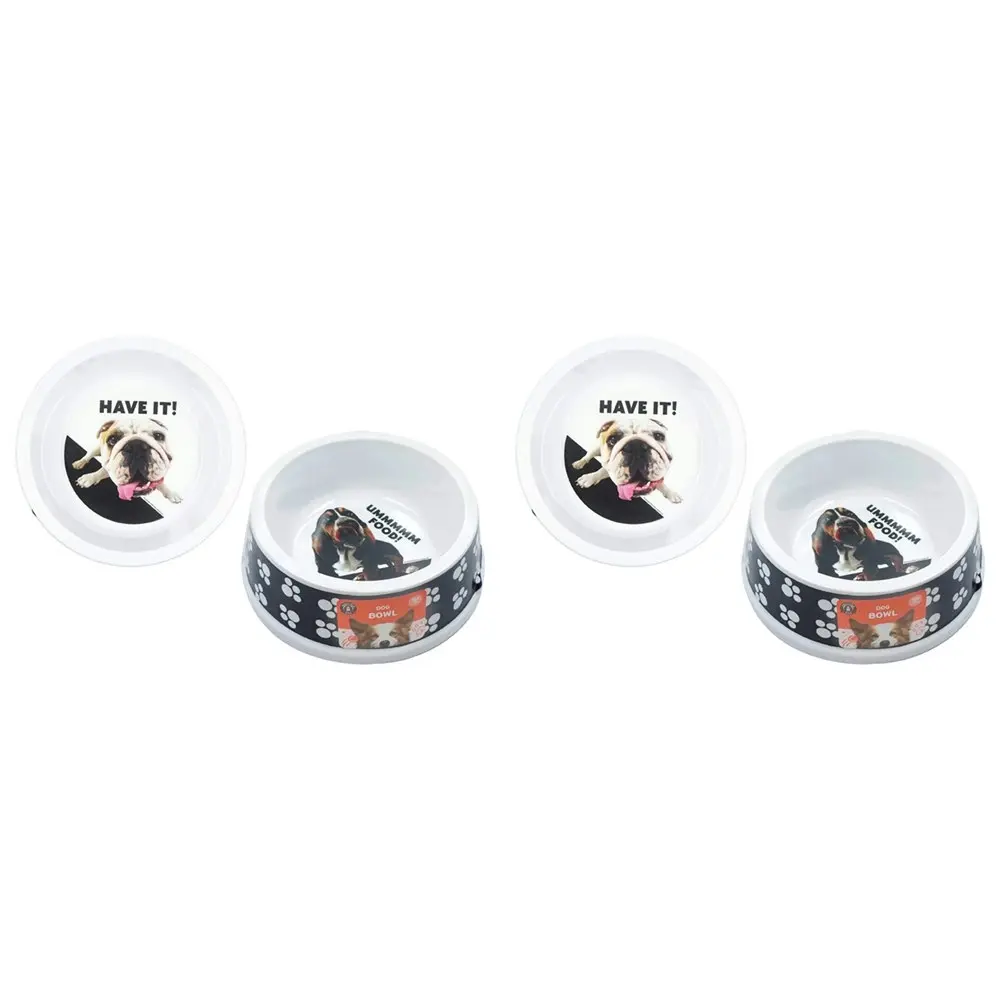 2x Dudley's World Of Pets Comical Dog Feeding Food Water Bowl Assorted Set