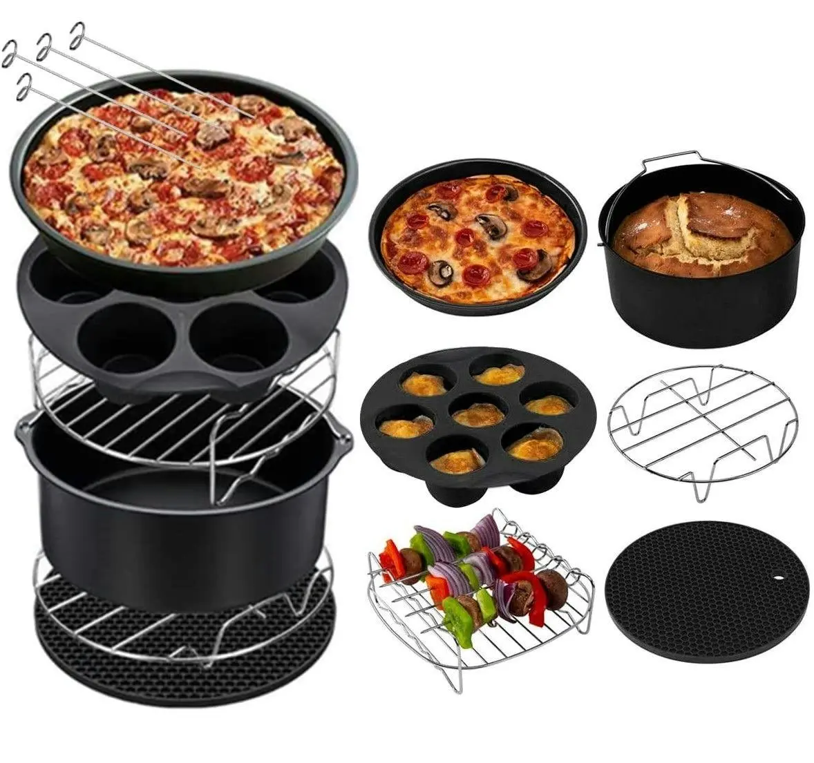 11 Pack Air Fryer Accessories with Recipes Cookbook - Home & Garden