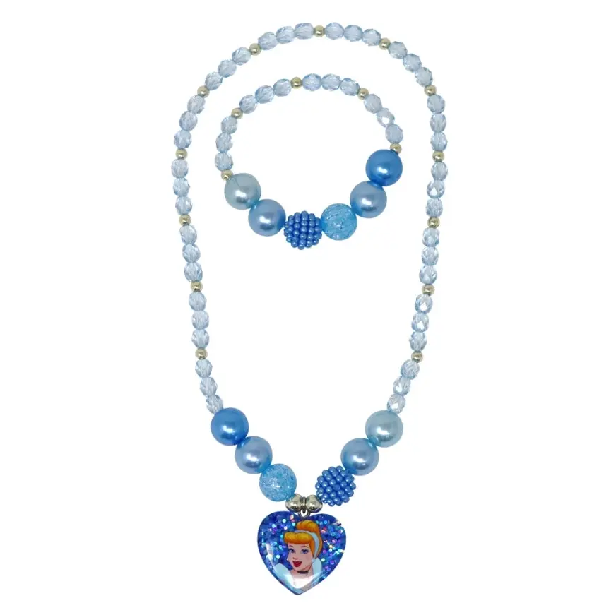 Disney Princess Cinderella Sparkle Necklace and Bracelet Set - Toys & Games