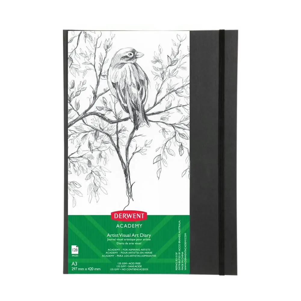 Derwent Academy Art/Craft A3 Visual Art Diary Hardcover Portrait 120pg135Gsm - Office