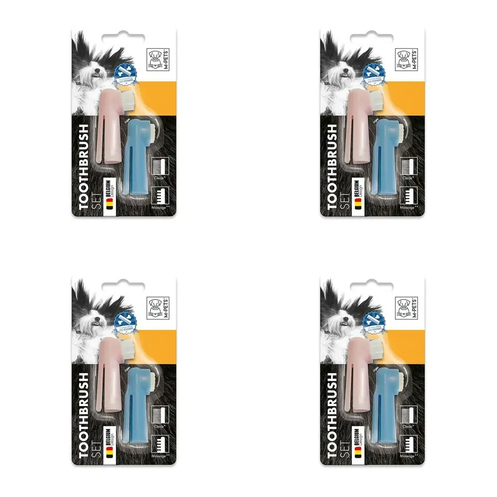4x M-Pets Cat/Kitten Pet Grooming Toothbrush Set Hygiene Teeth Cleaning Brush