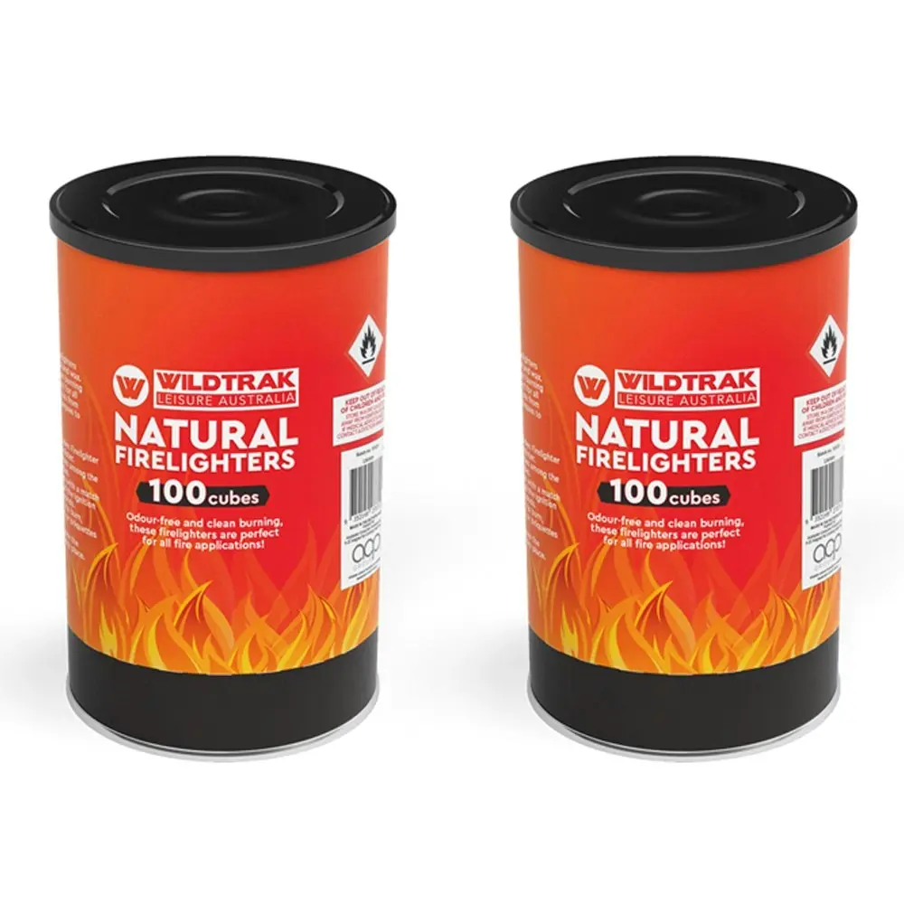 2x 100pc Wildtrak Natural Wood Firelighters Camping Outdoor Cooking Fire Starter - Sports & Outdoor