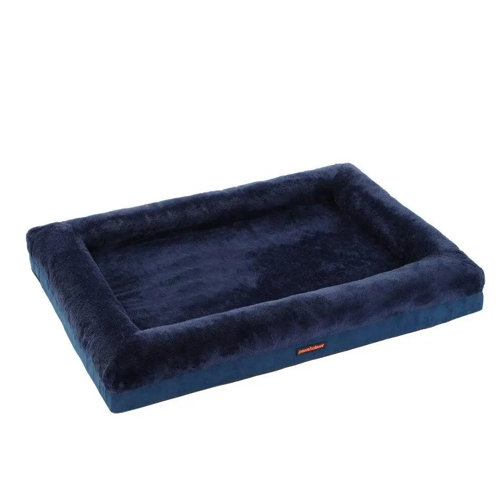 Paws & Claws 103x76cm Winston Orthopaedic Foam Walled Pet/Dog Bed Large Navy - Pets