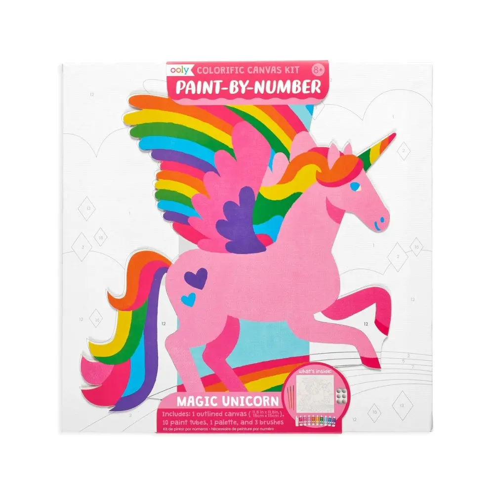 Ooly Colourific 30cm Art Canvas Activity Kit Paint By Number Unicorn Kids 8y+ - Hobbies
