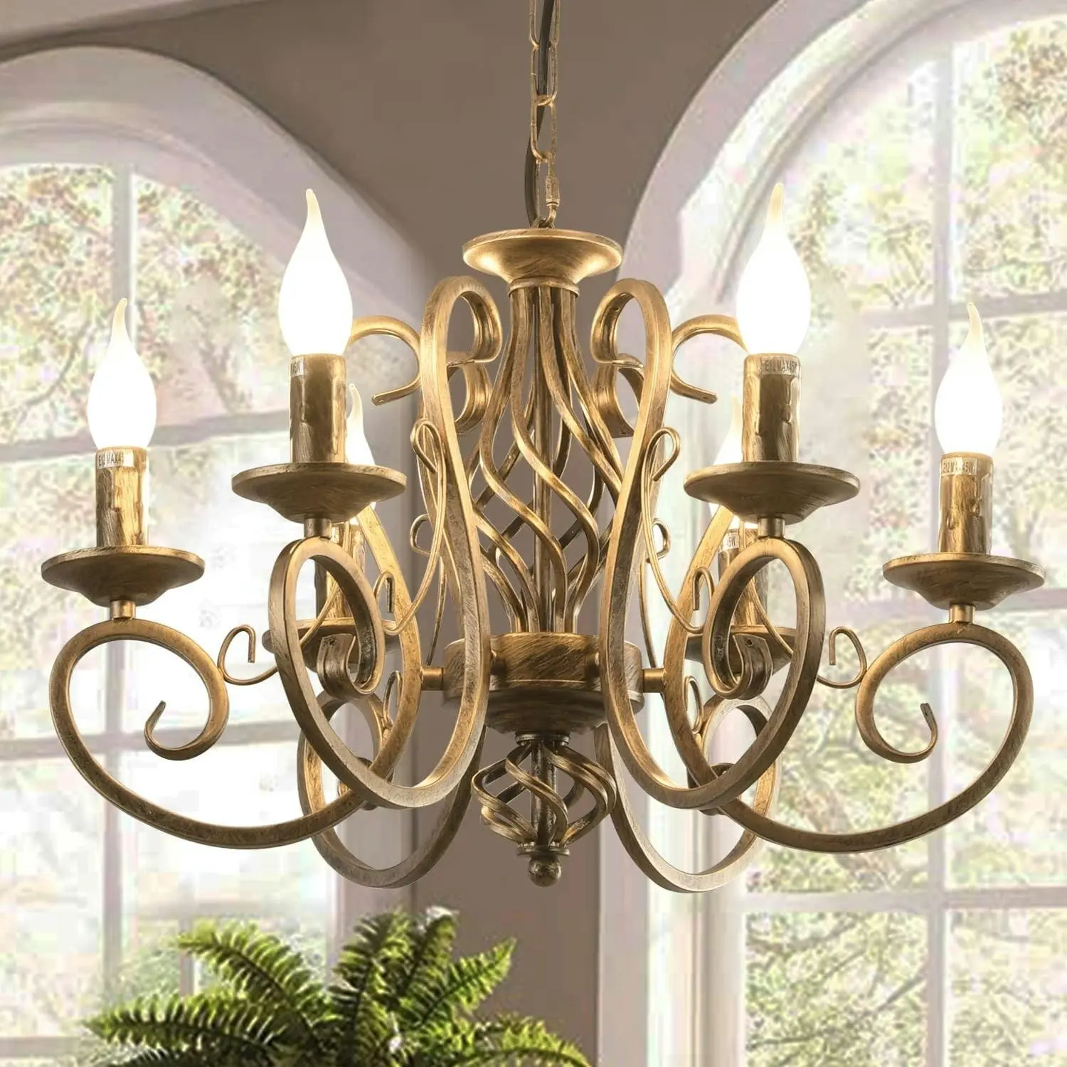 French Country Chandelier, 6 Lights, Rustic - Home & Garden