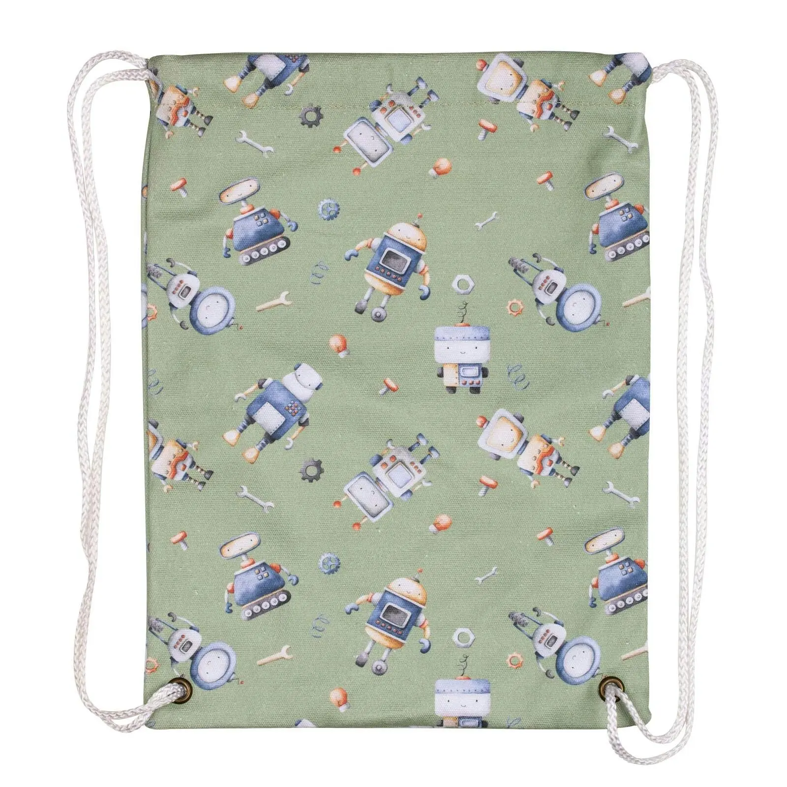 Ashdene Robots 28x37cm Swim Tote Bag Kids/Children Drawstring Backpack Green - Fashion
