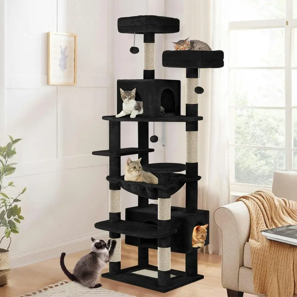 BEASTIE Cat Tree Tower Scratching Post Scratcher Condo House Furniture Black 184 - Pets
