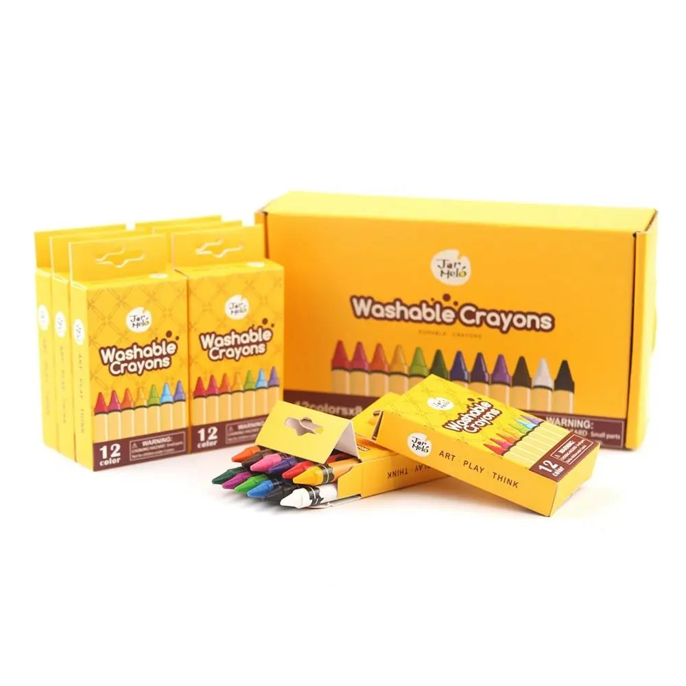 8pk Jarmelo 12pc Kids/Children Colouring/Art Washable Crayons Sticks Bulk Set 2+ - Hobbies