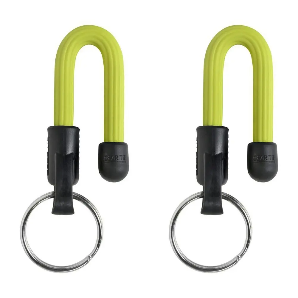 2x Nite Ize 14cm Reusable Rubber Twist Gear Tie Keyring Hang Key Holder Neon YEL - Sports & Outdoor