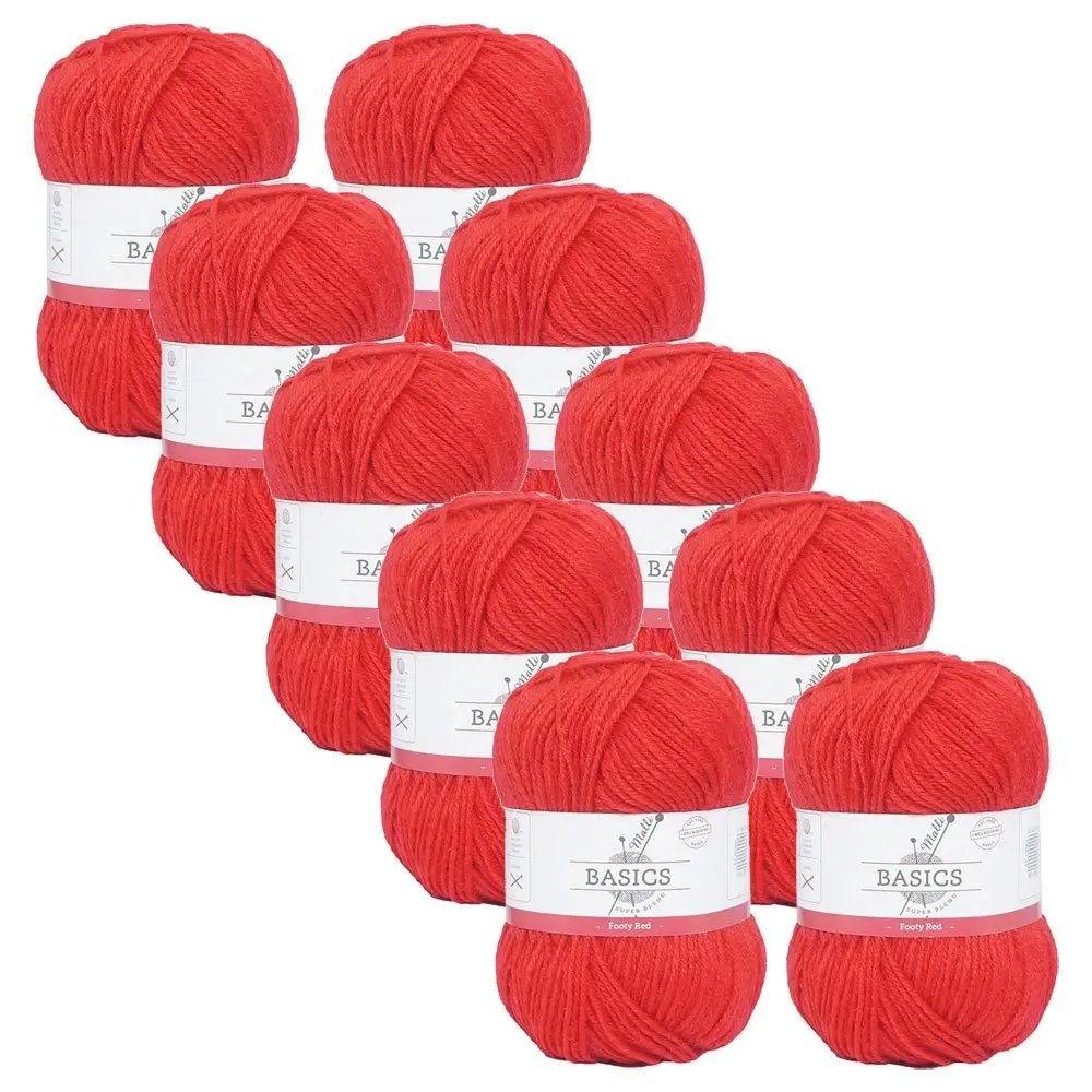 10x Malli Blend Basic 100g Acrylic/Polyester Yarn Knitting/Crochet Footy Red - Hobbies