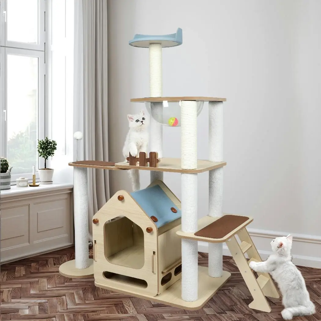 Pawz Cat Tree Scratching Post Scratcher Cats Tower Wood Furniture House 138cm - Pets