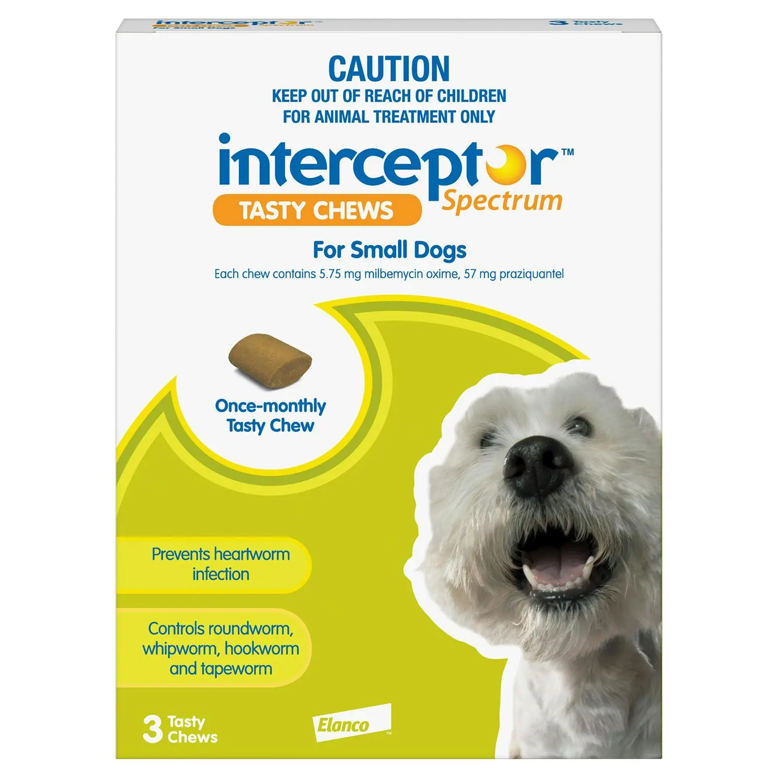 INTERCEPTOR Spectrum Tasty Chews For Small Dogs 4 To 11Kg (Green) 3 Chews - Pets