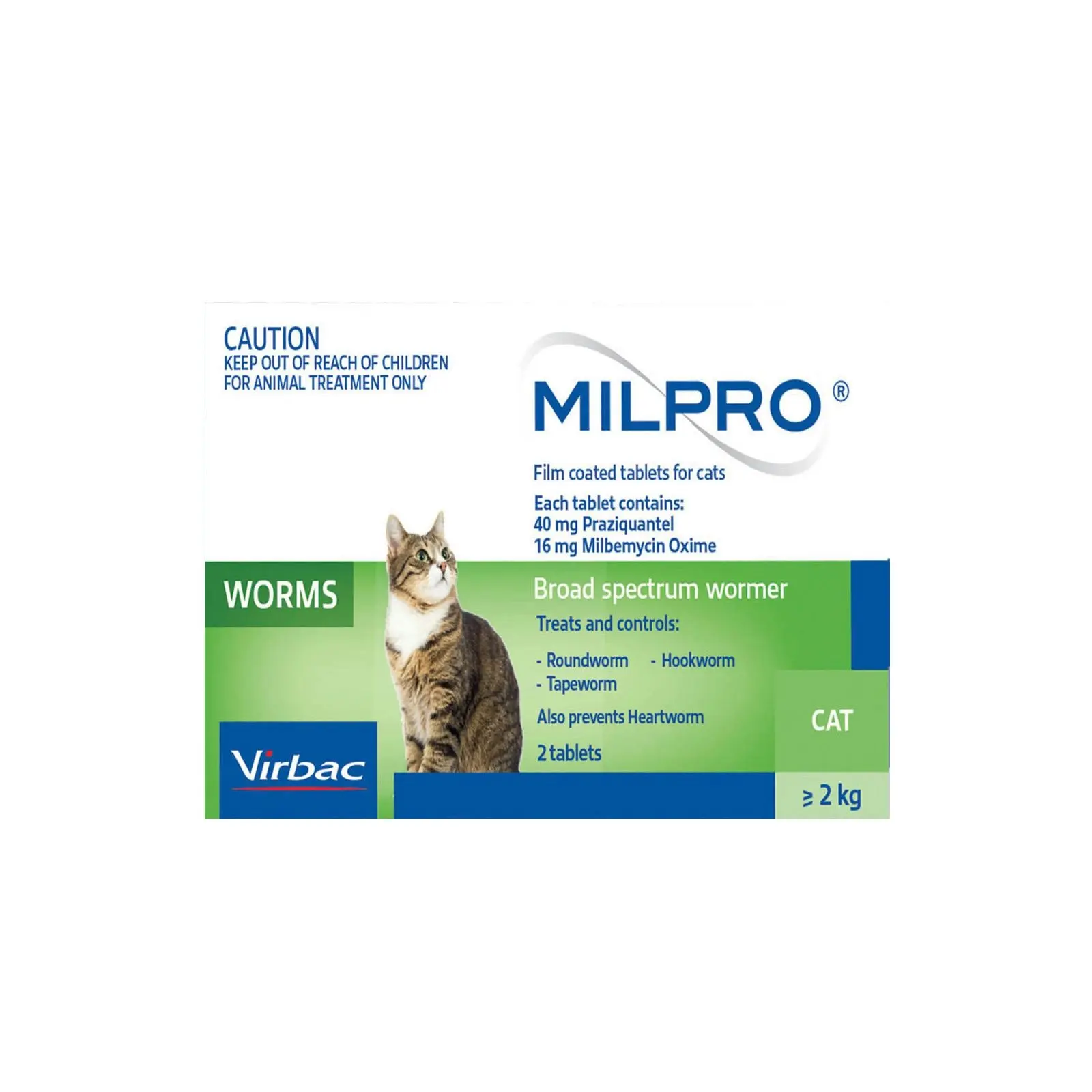 MILPRO Allwormer For Cats Over 2 Kg 2 Tablets - Pets