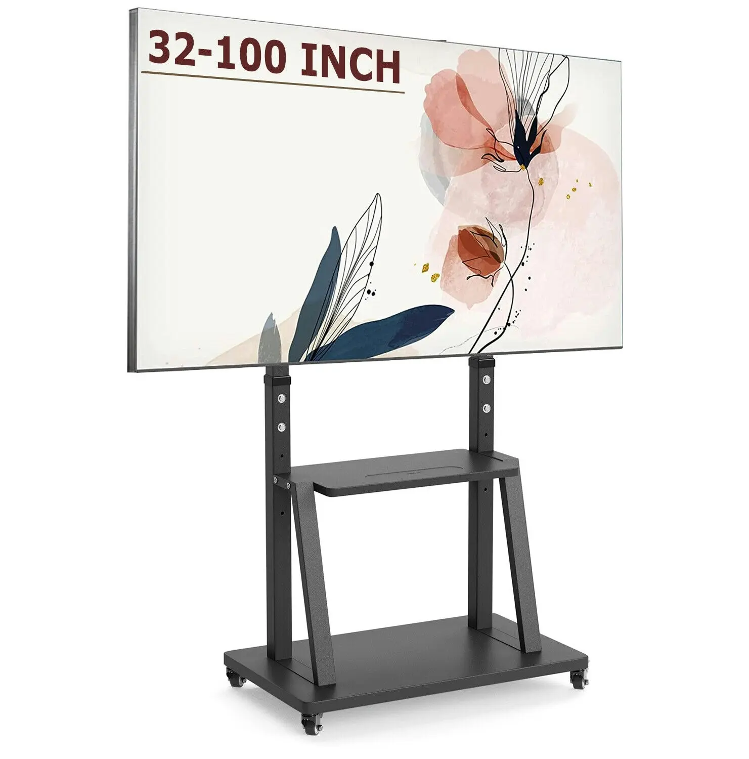 Fin Tall Mobile Tv Stand For 32-100 Inch Lcd/Led Flat Tv Cart Floor Stand With Mount