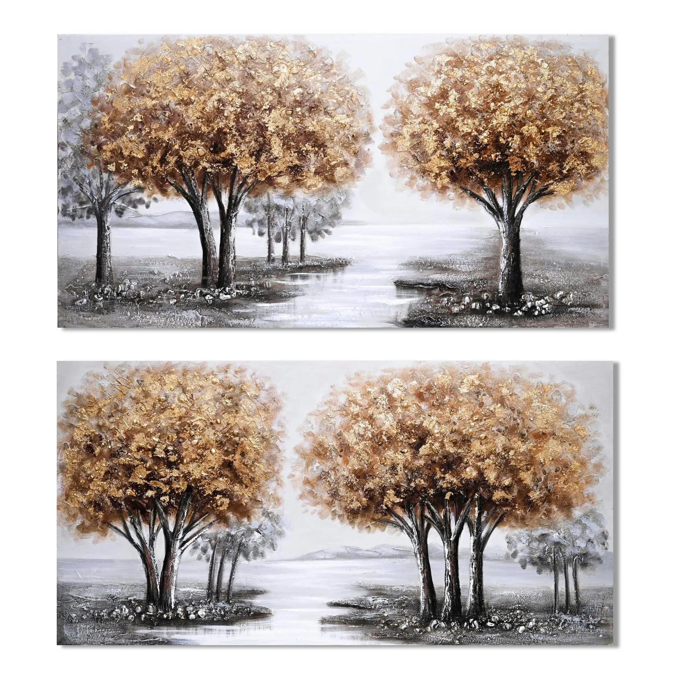 Gold Trees Hand Painting Picture - Home & Garden