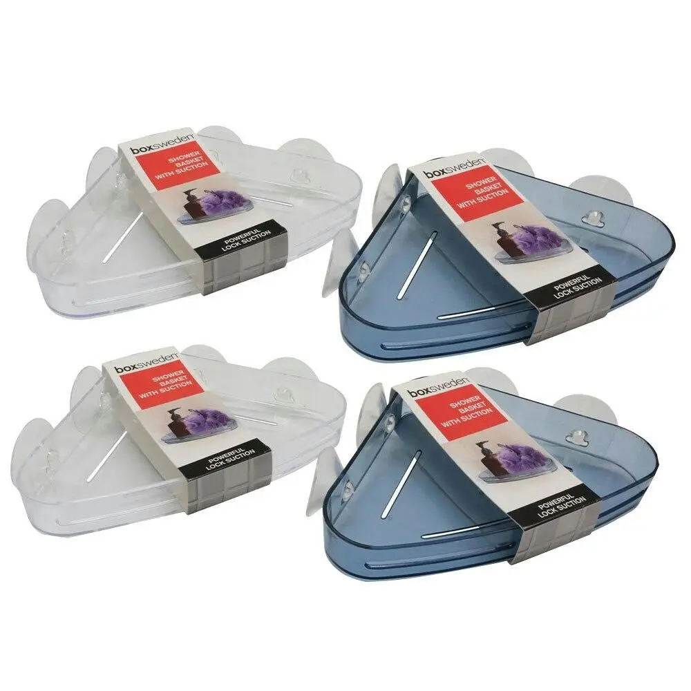 3x Boxsweden Bathroom Corner Holder 23cm w/Suction Shower Basket Organiser Asst - Home & Garden