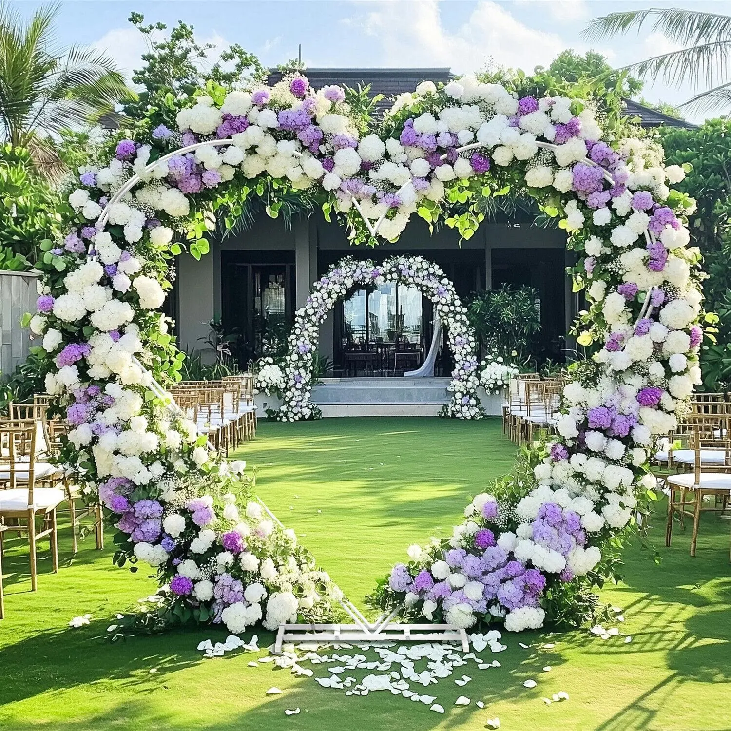Fin Double Regulation Big Heart Wedding Arch Balloon Backdrop Stand With Sturdy Base - Religious & Ceremonial