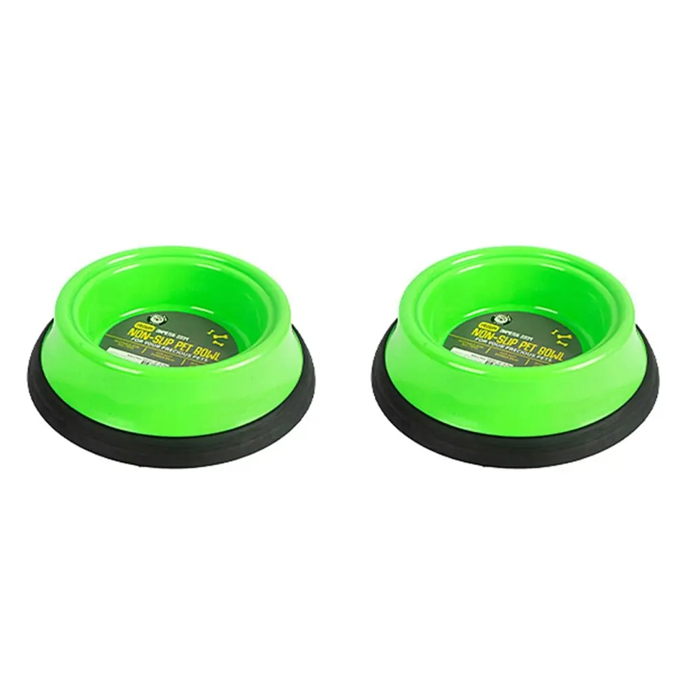 2x Dudley's World Of Pets Mediumium Non-Slip Pet Feeding Food Bowl Assorted