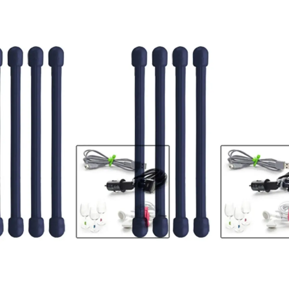 8pc Nite Ize 3in Rubber Gear Tie Reusable Wire Twist Cable Organiser Pack Navy - Sports & Outdoor