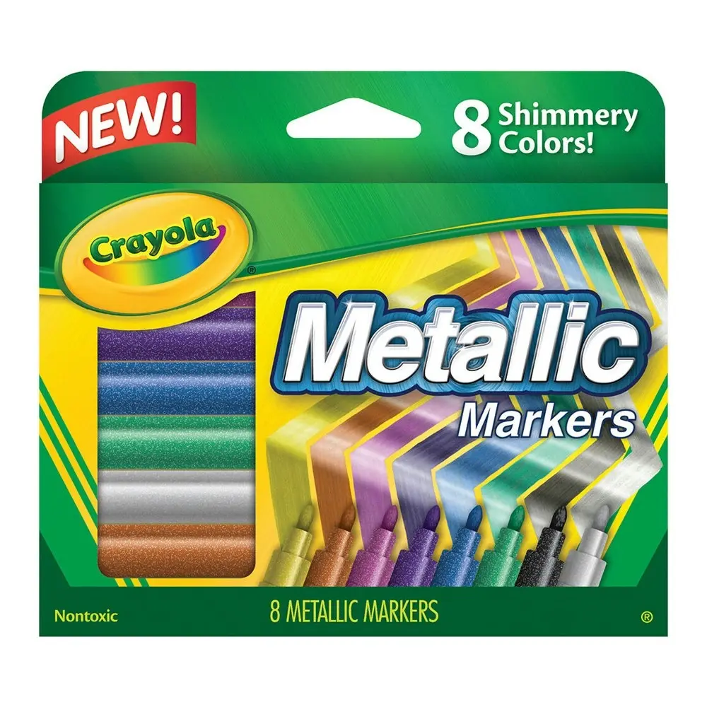 8pc Crayola Metallic Markers Colouring/Drawing Art/Craft Kids Stationery 3y+ - Hobbies