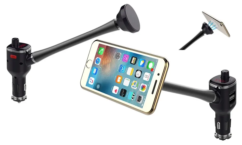 TODO Bluetooth V3.0 Fm Transmitter Magnet Phone Holder Qualcomm Quick Charger Usb Bt15 - Electronics