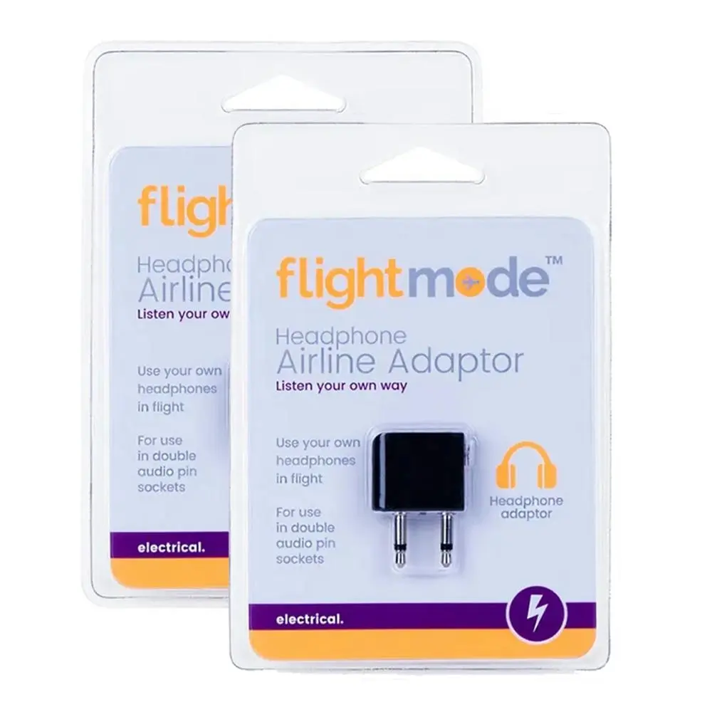 2x Flightmode Airplane Stereo Socket Audio Adapter For 3.5mm Headphone/Headset B - Electronics
