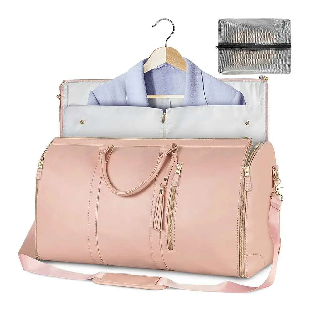 Women PU Folding Suit Storage Bag Large Capacity Hand Luggage Bag Travel Bag - Fashion
