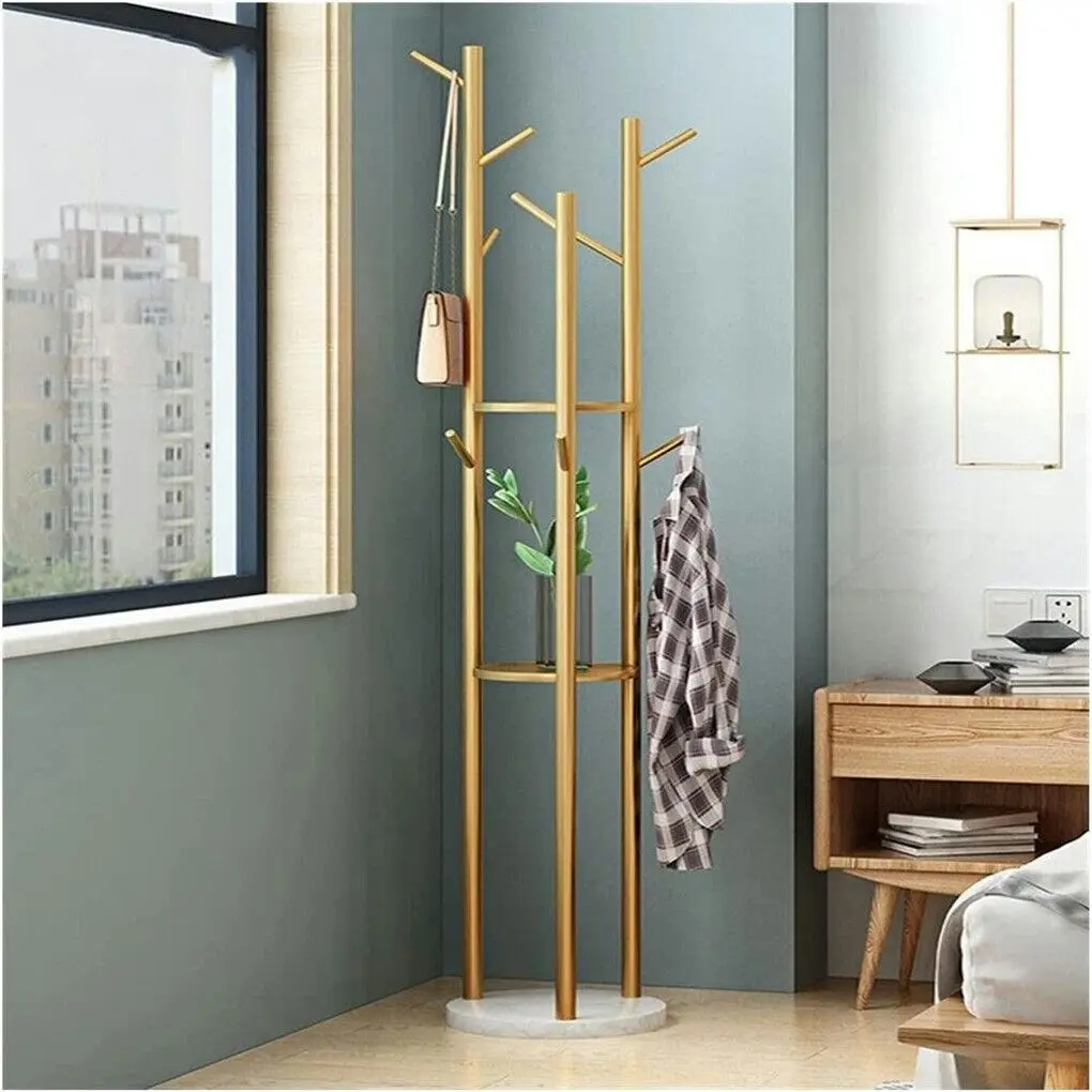 Modern Marble Coat Rack Stand Gold Hat Clothes Hanger Hall Tree Jackets Scarve - Home & Garden